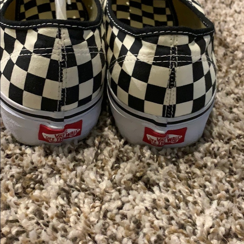 Vans lace up checkered black and white